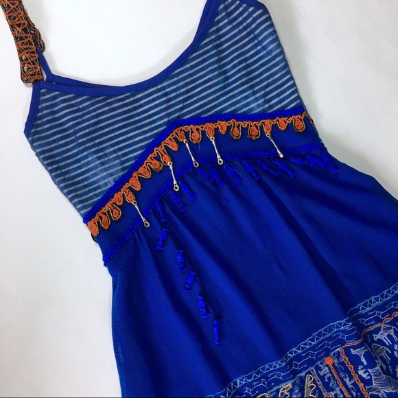 ❤️ SOLD ❤️ Save The Queen Dress Unique Mesh Bubble Hem Exotic Ethnic Boho Small - Picture 4 of 10